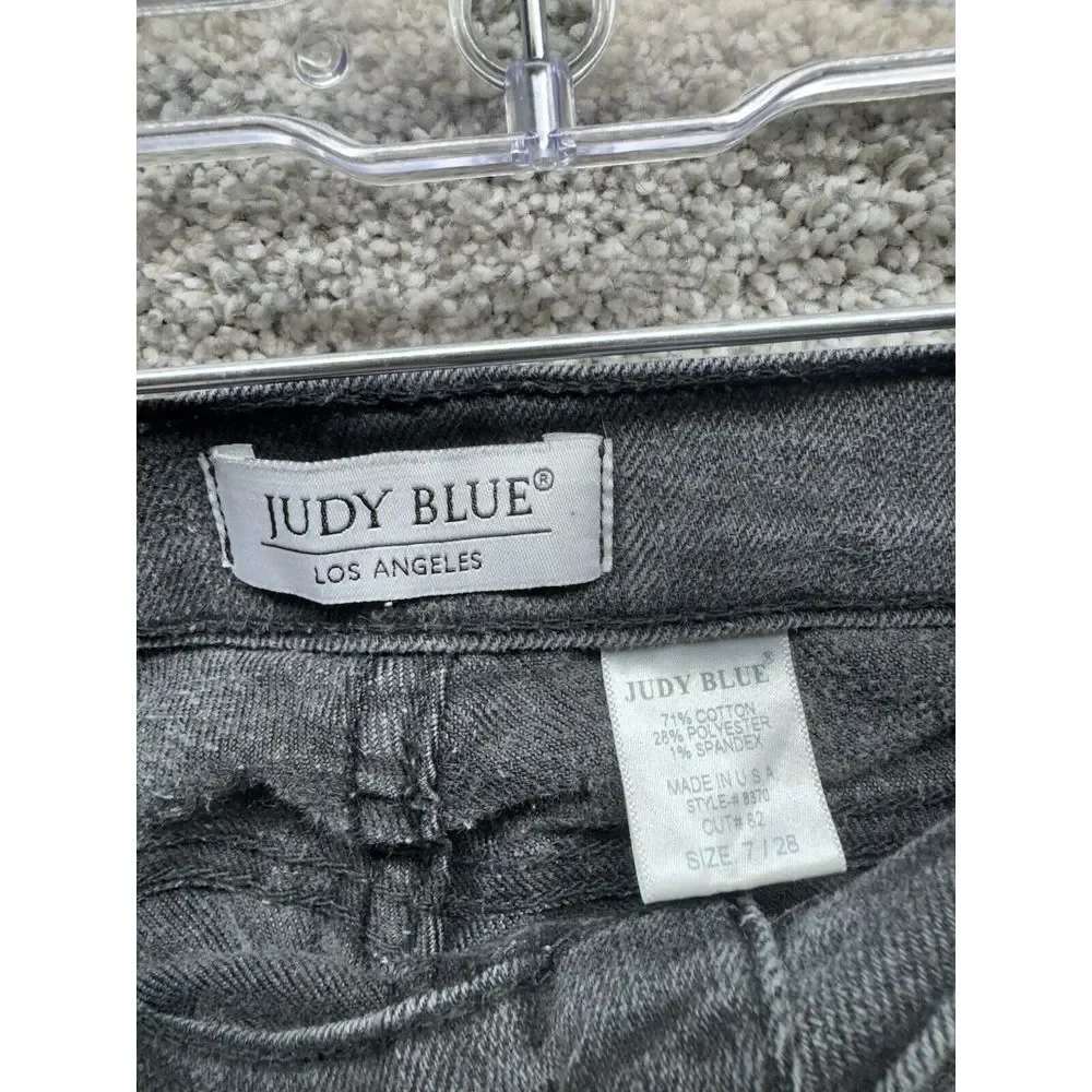 Judy Blue Jeans Womens 7/28 Black Grey Skinny Distressed Rip Grunge Made In USA‎ - Picture 5 of 12